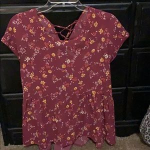 Maroon flower blouse